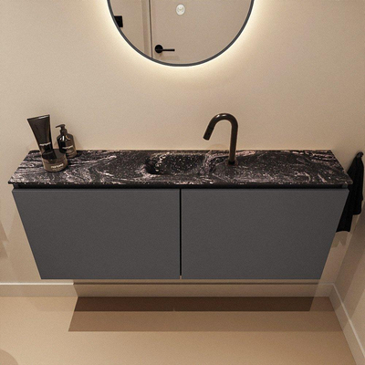 MONDIAZ TURE-DLUX Meuble toilette - 120cm - Dark Grey - EDEN - vasque Lava - position centrale - 1 trou de robinet