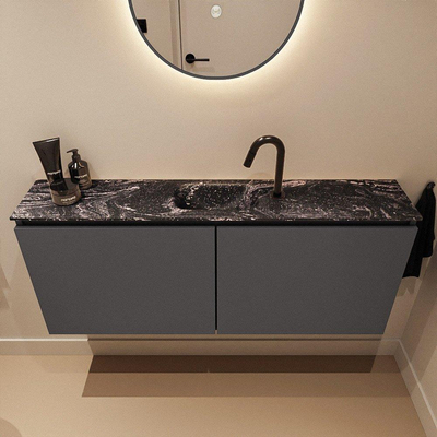 MONDIAZ TURE-DLUX Meuble WC 120 cm Dark Grey. Lavabo EDEN Lava position milieu. Avec 1 trou de robinet.