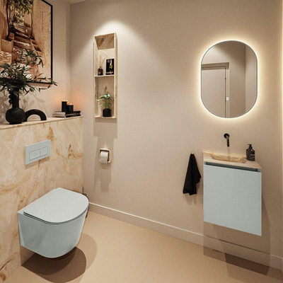 MONDIAZ TURE-DLUX Meuble toilette - 40cm - Greey - EDEN - vasque Frappe - position centrale - sans trou de robinet