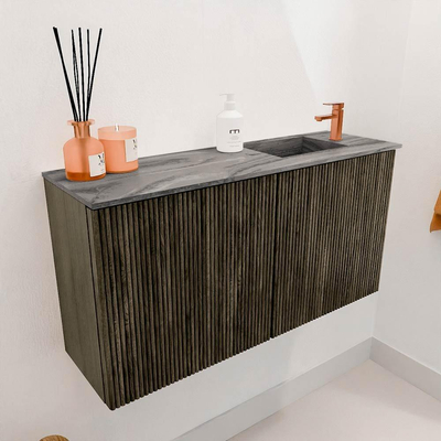 Mondiaz JOYA-DLUX 80cm toiletmeubel - kleur Shadow - Wastafel FAYE positie Rechts 1 kraangat kleur Sombra.