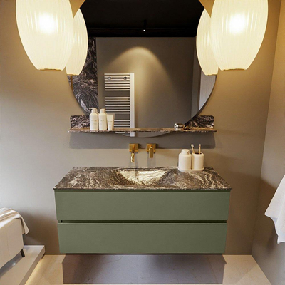 Mondiaz VICA-DLUX ensemble de meuble de salle de bain - 120cm - meuble sous-vasque armée - 2 tiroirs - lavabo encastré nuage milieu - sans trous de robinet - version haute de 60cm - lave