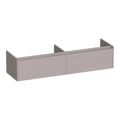 BRAUER Embrace wastafelonderkast - 159.8x35x45.5cm - 2 softclose lades - greeploos - 2 sifon uitsparingen - Timber Greige