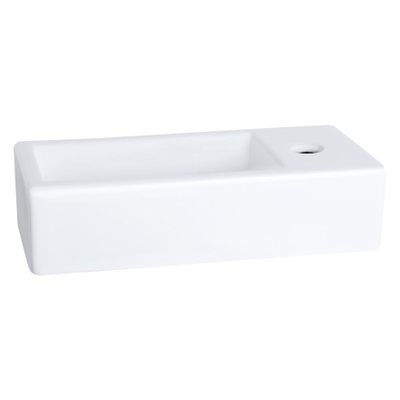 Differnz Ravo kit lave-mains - 38.5x18.5x25cm - Rectangulaire - 1 trou de robinet - Robinet en cuivre courbé - avec cadre noir - poignée croix - Céramique Blanc