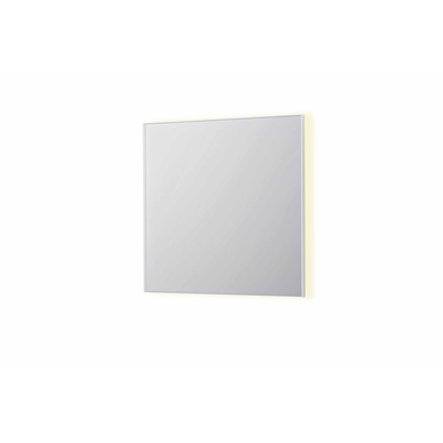 INK SP32 spiegel - 80x4x80cm rechthoek in stalen kader incl indir LED - verwarming - color changing - dimbaar en schakelaar - mat wit