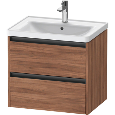 Duravit Ketho.2 Wastafelonderbouwkast - met 2 laden - 63.4x45.5x54.9cm - met grepen antraciet - noten mat