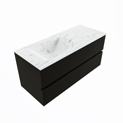 Mondiaz VICA-DLUX Ensemble de meuble de salle de bain - 110cm - meuble sous-vasque urban - 2 tiroirs - lavabo encastrée cloud gauche - 1 trou de robinet - version haute de 60cm - opalo