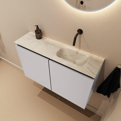 MONDIAZ TURE-DLUX Meuble toilette - 80cm - Cale - EDEN - vasque Ostra - position droite - sans trou de robinet