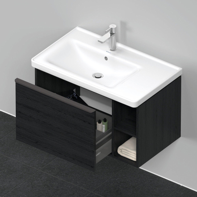 Duravit D-Neo badkamermeubelset78.4x44x45.2cm 1 lade met softclose Eiken (zwart) Mat incl. wastafek 1 kraangat rechthoek keramiek wit