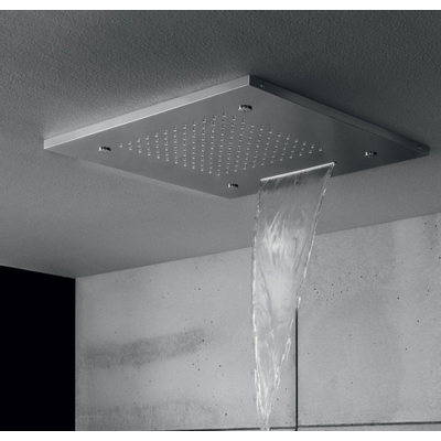 Hotbath Mate Inbouwhoofddouche vierkant - 50x50cm - met cascade en spray - geborsteld nikkel (RVS)