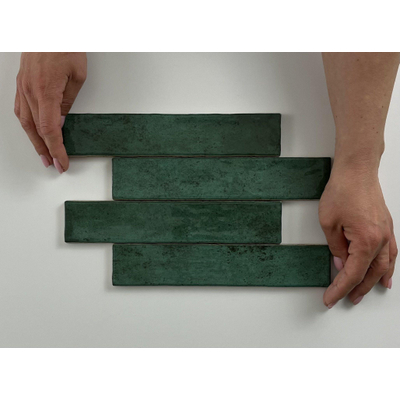 ÉCHANTILLON Terravito Dorelia carreau mural - 5x25cm - Green brillant (vert)