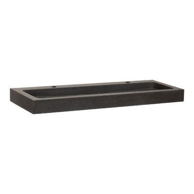 BRAUER Lava Lavabo - 120x46x10cm - 1 bassin - 2 trous de robinet - pierre naturelle - basalte anthracite