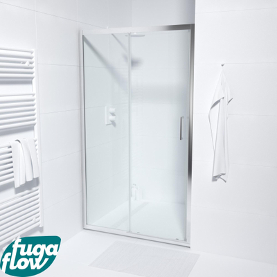 FugaFlow Efficiente Vetro porte coulissante - 110x190cm - verre de sécurité 6mm - profilé alu - anti-calcaire - chrome