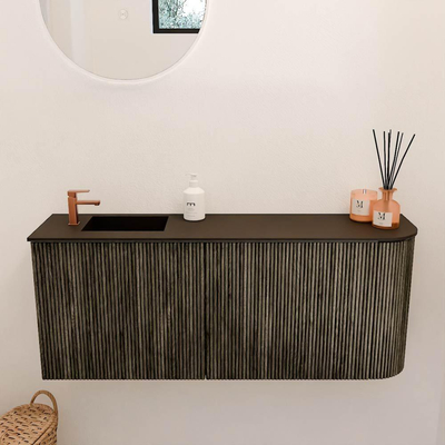 Mondiaz JOYA 101.6cm toiletmeubel - ronding rechts kleur Shadow - Wastafel FAYE positie Links 1 kraangat kleur Urban.