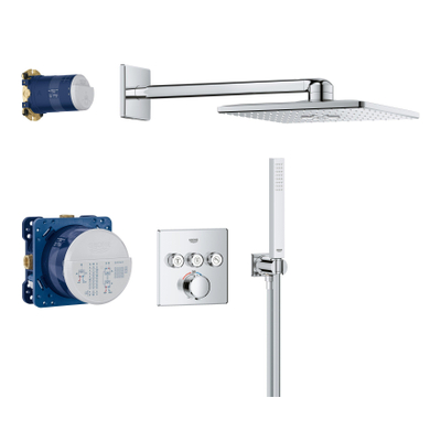 Grohe Precision SmartControl inbouw regendoucheset – thermostatisch – 31 cm vierkante hoofddouche – rechte wandarm – chroom