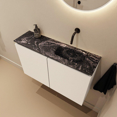 MONDIAZ TURE-DLUX 80cm toiletmeubel Talc. EDEN wastafel Lava positie rechts. Zonder kraangat.