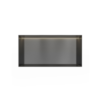 Hotbath &MORE Inbouwbox of inbouwnis - 30x60x10 - frameless + LED - PVD - geborsteld gunmetal (antraciet)