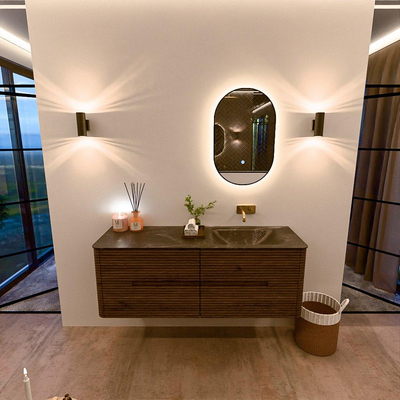 Mondiaz CIRO-DLUX Badkamermeubelset - 140x45x50cm - Solid surface wastafel Lava - 1 wasbak Rechts - zonder kraangaten - 4 lades - Dusk