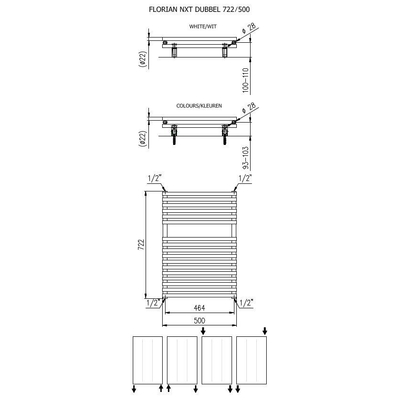 Plieger Florian Nxt designradiator dubbel horizontaal 722x500mm 505W mat wit SHOWROOMMODEL