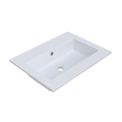 Arcqua Mira Inbouw Wastafel - 61x46x1.5cm - enkele wasbak - zonder kraangat - cast marble - glans wit
