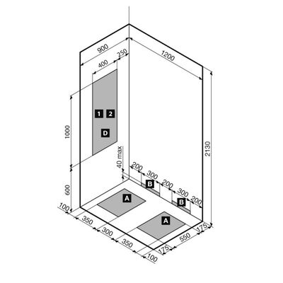 Nemo Spring Vidrio Douchecabine links - 120x90cm - schuifdeur - vaste wanden - veiligheidsglas