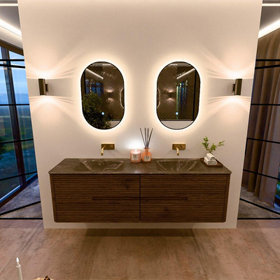 Mondiaz CIRO-DLUX Badkamermeubelset - 170x45x50cm - Solid surface wastafel Lava - 2 wasbak Dubbel - zonder kraangaten - 4 lades - Dusk
