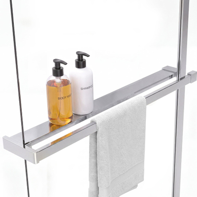 Fortifura Galeria handdoekrek voor inloopdouche - wandmontage / klemt op het glas - 140cm - inkortbaar - chroom