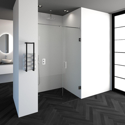 BRAUER Void nisdeur 2-delig helder glas 130x200 omkeerbaar met draaideur 60 aan muur incl. glascoating chroom