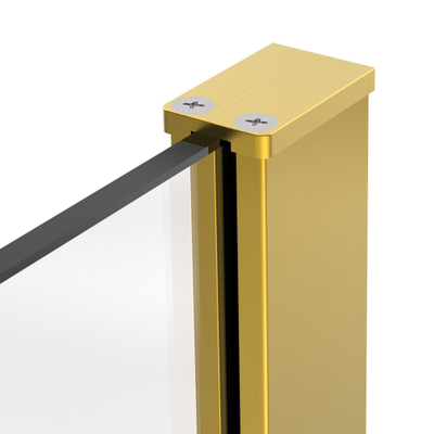 FugaFlow Eccelente Vetro Inloopdouche - 110x200cm - afgeronde glaswand - rechts - ribbel glas - wandarm - geborsteld messing PVD (Goud)