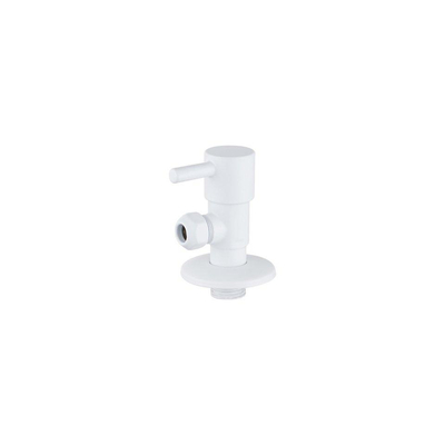 Fortifura Calvi Hoekstopkraan - haaks - 1/2" wandaansluiting - 3/8" / 10mm knel aansluiting slang - mat wit