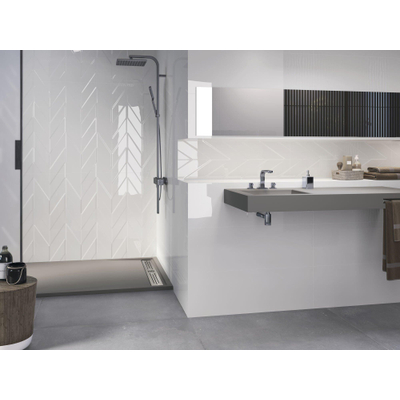 SAMPLE Kerabo Carrelage mural Rectifié Aspect vintage Brillant Blanc