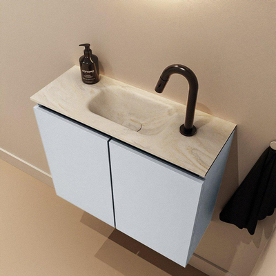MONDIAZ TURE-DLUX meuble toilette 60cm Clay. EDEN vasque Ostra position milieu. Avec 1 trou de robinet.