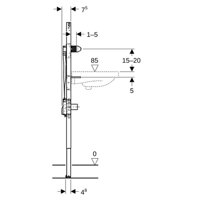 GeberitDuofixelement wst 112 cm w.kraan inb.functiebox