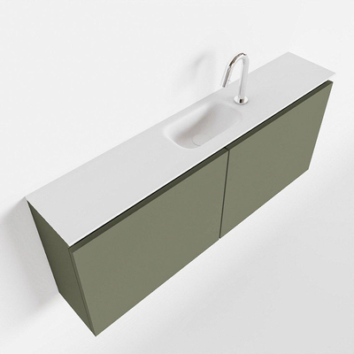 Mondiaz TURE Meuble lave-mains 120x23x50cm 1 trou de robinet 2 portes Army mat Lavabo Eden Centre Solid Surface Blanc