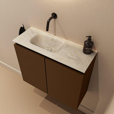 MONDIAZ TURE-DLUX 60cm toiletmeubel Rust. EDEN wastafel Ostra positie links. Zonder kraangat.