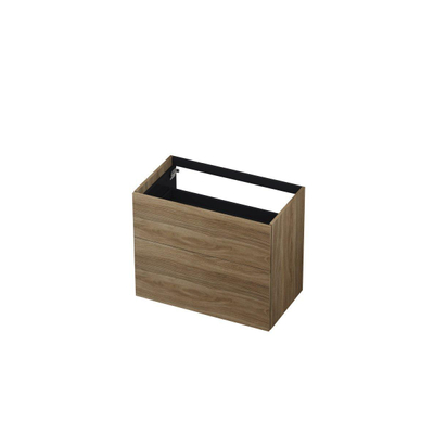 INK Wastafelonderkast - 80x45x65cm - 2 lades - push to open - met rechte opdekfronten - MFC - Zuiver eiken