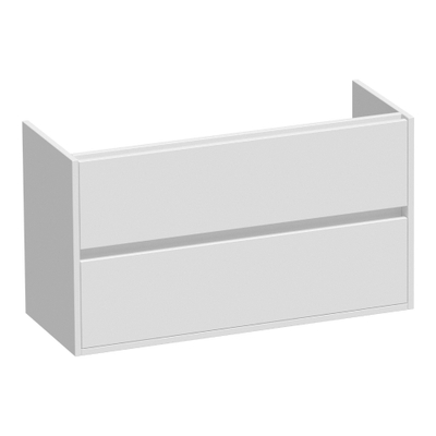 BRAUER Adore meuble sous-lavabo peu profond - 100x39x55cm - 2 tiroirs à fermeture en douceur - sans poignées - 1 découpe pour siphon - blanc mat