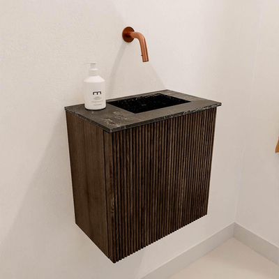 Mondiaz JOYA-DLUX Meuble de toilette 40cm - couleur Walnut - Vasque FAYE position Droite Sans trou de robinet couleur Lava