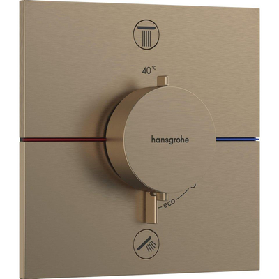 Hansgrohe Raindance e Doucheset - hoofddouche - handdouche - muuraansluitbocht - wandhouder - inbouwdeel - thermostaat - doucheslang - brushed brons