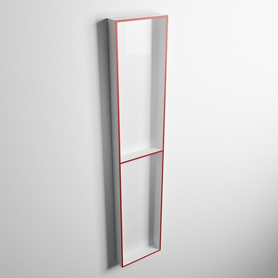 Mondiaz Easy nis 29.5x89.5x8cm voor Inbouw/opbouw 2 open vakken Solid surface Talc/Fire