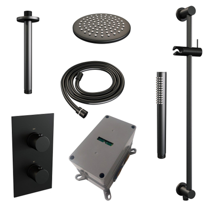 BRAUER Black Edition inbouw regendoucheset – Ø20 cm hoofddouche – 30 cm plafondbuis – staafhanddouche – 2 functies