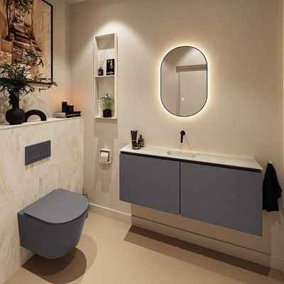MONDIAZ TURE-DLUX Meuble toilette - 120cm - Dark Grey - EDEN - vasque Ostra - position centrale - sans trou de robinet