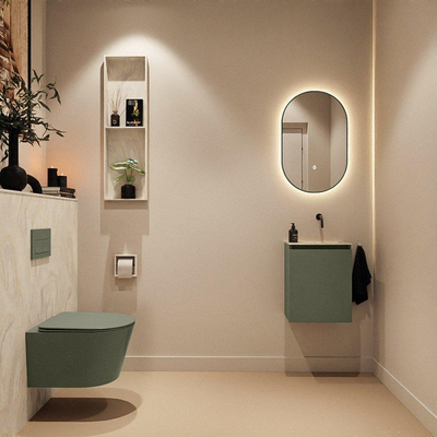 MONDIAZ TURE-DLUX Meuble toilette - 40cm - Army - EDEN - vasque Ostra - position droite - sans trou de robinet