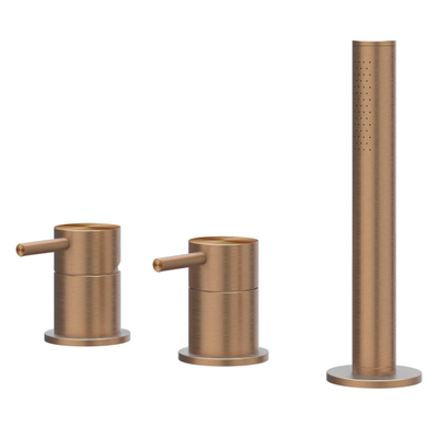 IVY Concord Combinaison de bord de baignoire - 3 voies - mitigeur - douchette extractible - sans bec - RVS316 - cuivre mat brossé PVD