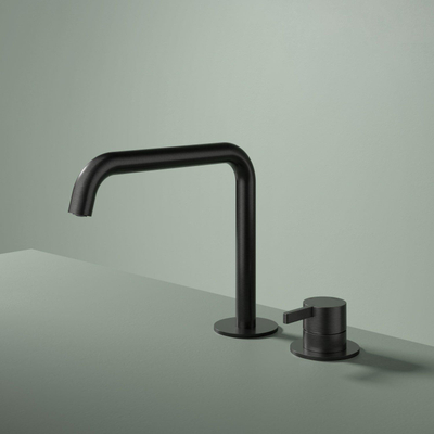 Hotbath Ace Mitigeur de lavabo - posé - bec pivotant - 2 trous - PVD - noir brossé PVD