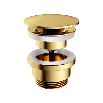 Hotbath Mate always open plug met schroef rond messing gepolijst PVD OUTLETSTORE