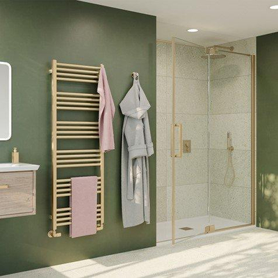 Crosswater Optix 10 In profiel draaiende deur - 80x200cm - 10mm veiligheidsglas - geborsteld messing (goud)