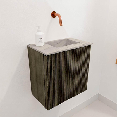 Mondiaz JOYA-DLUX 40cm toiletmeubel - kleur Shadow - Wastafel FAYE positie Rechts Zonder kraangat kleur Glace.
