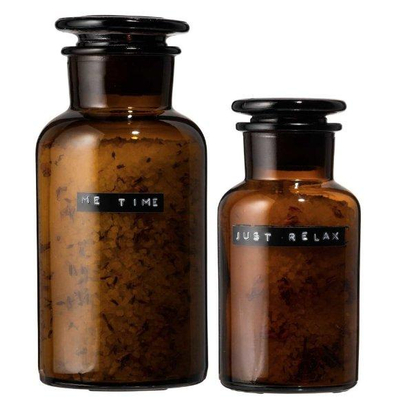 Wellmark Relaxing coffret cadeau - sel de bain - 2 bocaux d’apothicaire - 250ml et 500ml - JUST RELAX en ME TIME
