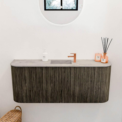 Mondiaz JOYA-DLUX 103.2cm toiletmeubel - ronding links en rechts kleur Shadow - Wastafel FAYE positie Midden 1 kraangat kleur Glace.