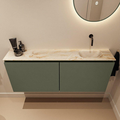 MONDIAZ TURE-DLUX 120cm meuble WC Army. EDEN lavabo Frappe position droite. Sans trou de robinet.
